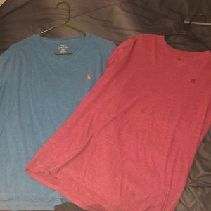 1 polo v-neck and one Hurley v-neck